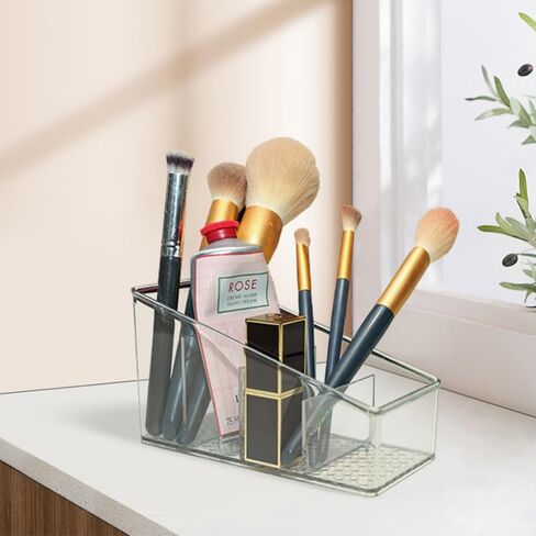 1pc Clear Plastic 4 Compartments Desk Organizer in Saudi Arabia