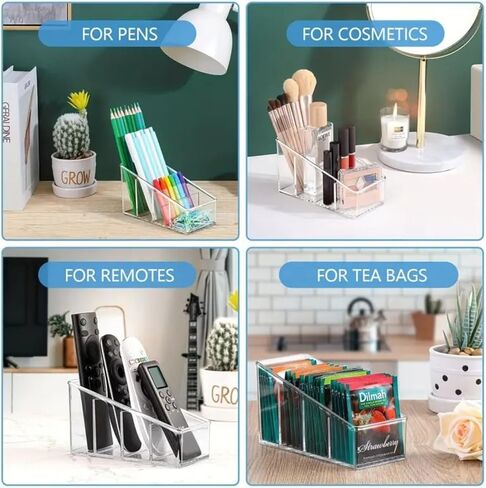 1pc Clear Plastic 4 Compartments Desk Organizer in Saudi Arabia