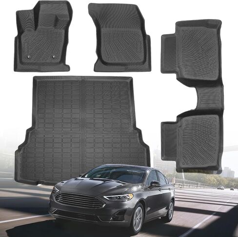 سجادات الأرضية وبطانة الحمولة لسيارة Ford Fusion 2020 2019 2018 2017 S | سراج الدين | رياضة | تيتانيوم | إنرجي | Energi SE، حماية من جميع الأحوال الجوية، بطانات أرضية TPE مخصصة للصف الأمامي والخلفي، مجموعة كاملة من الملحقات in Saudi Arabia