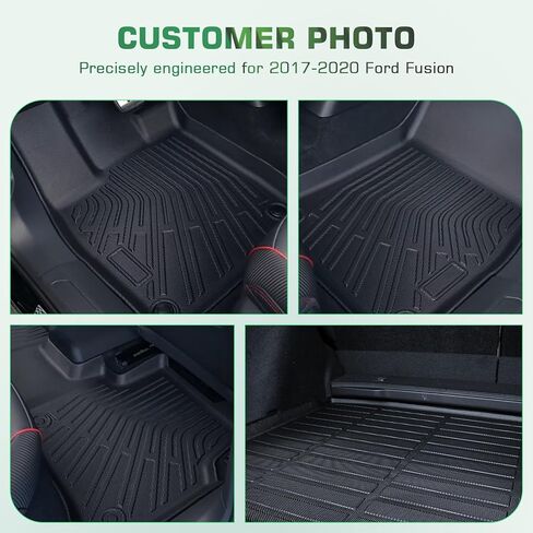 سجادات الأرضية وبطانة الحمولة لسيارة Ford Fusion 2020 2019 2018 2017 S | سراج الدين | رياضة | تيتانيوم | إنرجي | Energi SE، حماية من جميع الأحوال الجوية، بطانات أرضية TPE مخصصة للصف الأمامي والخلفي، مجموعة كاملة من الملحقات in Saudi Arabia