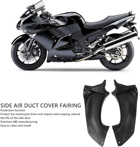 زوج من غطاء مجاري الهواء الجانبي غطاء غطاء مجاري الهواء ذو ​​التأثير الانسيابي لـ ZZR 1400 ZX14R 20062011، مجموعات انسيابية الألواح الجانبية Powersports، سهلة الصيانة in Kuwait