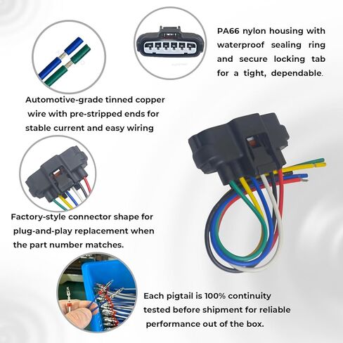 Throttle Body Connector 6-Way Pigtail, 6-Pin TPS Throttle Position Sensor Repair Connector - 90980-11858 in Kuwait