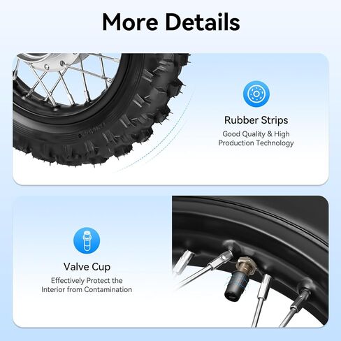 حافة عجلة خلفية مقاس 10 بوصة، إطار عجلة خلفية مقاس 2.50-10 بوصة لدراجة Coolster 50cc 70cc 110cc الترابية، أقصى سعة تحميل - 255 رطل، إطار خلفي متين للدراجات الترابية 50CC-110CC، استبدال مباشر in Kuwait