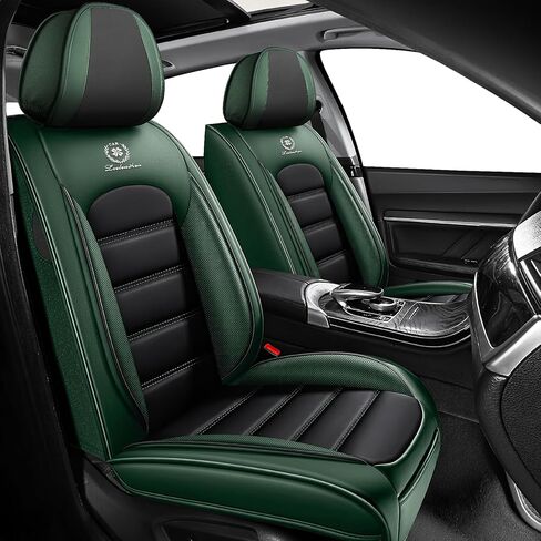 Full Set for Dodge Challenger Seat Covers 2008-2026, Waterproof Nappa Leather Car Seat Protector, Anti-Slip & Comfortable Car seat Cover (Luxury 5 Seats Black&Green) in Kuwait