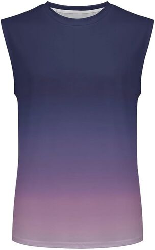 Men’s Gradient Print Sleeveless Tank Top Athletic Shirt Gym Sports Summer Casual Wear in Saudi Arabia