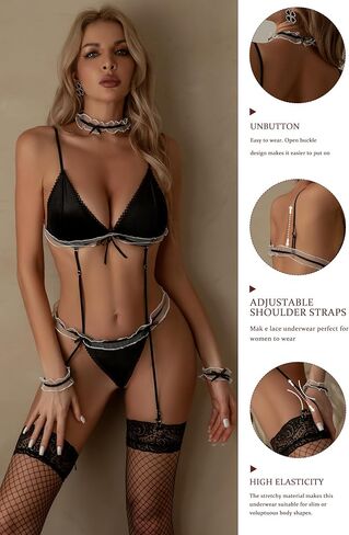 ADSEXYB Lace Lingerie Set for Women Sexy Naughty 2 Piece Strappy Bra and Panty Push Up Bralette with Metal Chains in Kuwait