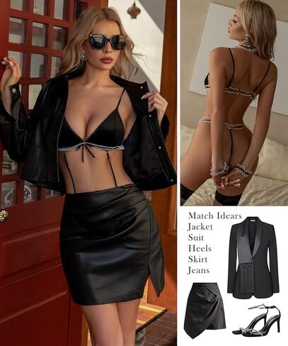 ADSEXYB Lace Lingerie Set for Women Sexy Naughty 2 Piece Strappy Bra and Panty Push Up Bralette with Metal Chains in Kuwait