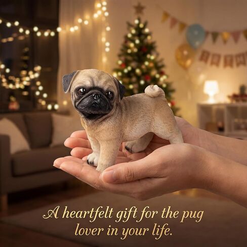 تمثال الصلصال الواقعي - تمثال كلب صغير من الراتنج مرسوم يدويًا لديكور المنزل، هدايا للكلاب الصغيرة واقفة نابضة بالحياة لأصحاب الحيوانات الأليفة، ملحقات مكتبية لطيفة وديكورات للأرفف (4.7 بوصة) in Kuwait