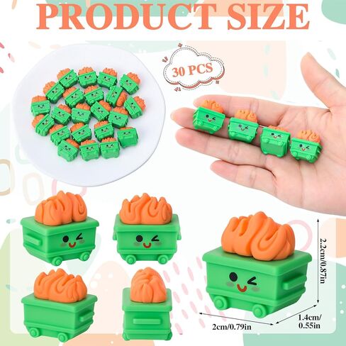 30Pcs Mini Resin Dumpster Fire Figurines Miniature Dumpster Trash Shape with Fire Funny Desk Accessories Team Employee Appreciation Gift for Staff Teacher Coworkers in Saudi Arabia