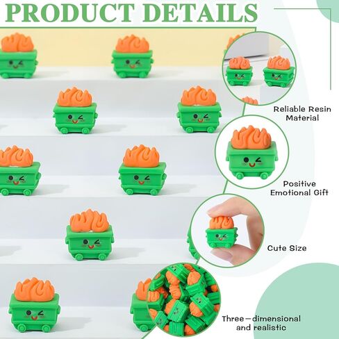 30Pcs Mini Resin Dumpster Fire Figurines Miniature Dumpster Trash Shape with Fire Funny Desk Accessories Team Employee Appreciation Gift for Staff Teacher Coworkers in Saudi Arabia