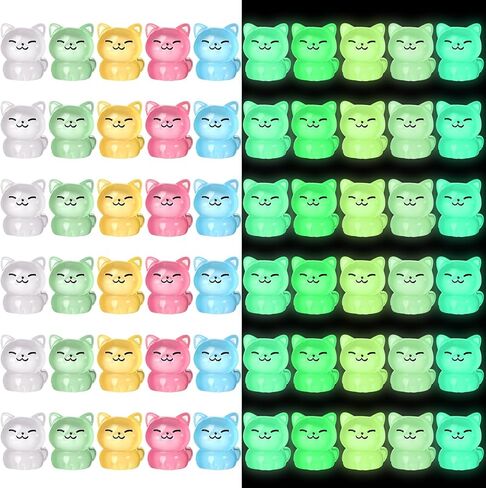 Suzile 60 Pcs Mini Luminous Resin Cat Miniature Cat Figurines Glow in The Dark Resin Animals Tiny Animals Ornament for Garden Landscape Aquarium Dollhouse Birthday Party Room Crafts DIY Projects in Saudi Arabia