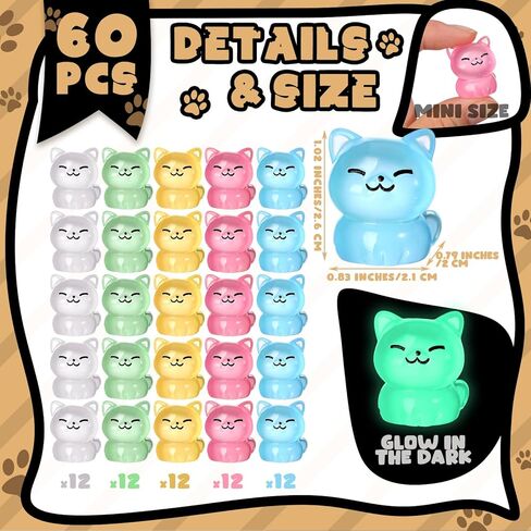 Suzile 60 Pcs Mini Luminous Resin Cat Miniature Cat Figurines Glow in The Dark Resin Animals Tiny Animals Ornament for Garden Landscape Aquarium Dollhouse Birthday Party Room Crafts DIY Projects in Saudi Arabia