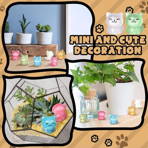 Suzile 60 Pcs Mini Luminous Resin Cat Miniature Cat Figurines Glow in The Dark Resin Animals Tiny Animals Ornament for Garden Landscape Aquarium Dollhouse Birthday Party Room Crafts DIY Projects in Saudi Arabia