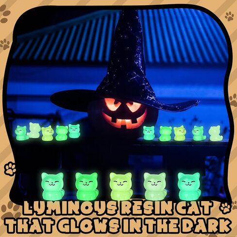 Suzile 60 Pcs Mini Luminous Resin Cat Miniature Cat Figurines Glow in The Dark Resin Animals Tiny Animals Ornament for Garden Landscape Aquarium Dollhouse Birthday Party Room Crafts DIY Projects in Saudi Arabia