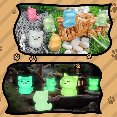 Suzile 60 Pcs Mini Luminous Resin Cat Miniature Cat Figurines Glow in The Dark Resin Animals Tiny Animals Ornament for Garden Landscape Aquarium Dollhouse Birthday Party Room Crafts DIY Projects in Saudi Arabia