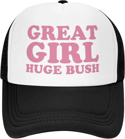 Great Girl Huge Bush Funny Gag Trucker Hat for Adult Humor Adjustable Mesh Sport Baseball Caps for Women Men Black in Saudi Arabia