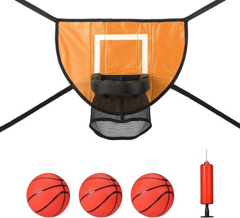 مجموعة ملحقات حلقة كرة السلة ترامبولين، هدف كرة السلة للترامبولين مع 3 كرات سلة صغيرة ومضخة واحدة، ملحقات ألعاب كرة السلة المقاومة للماء لجميع الأعمار (أصفر) in Kuwait
