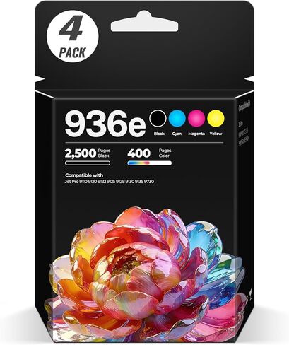 936e 936XL Ink Cartridges 4 Pack with Chip: Compatible with HP 936 936e 936XL Ink Cartridges with HP OfficeJet Pro Wide Format 9730e Pro 9110 9120 9122 9125 9128 9130 9135 9730 Printers( B/C/M/Y) in Kuwait