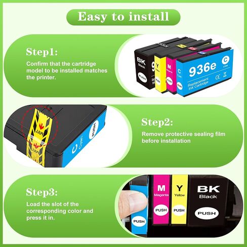 936e 936XL Ink Cartridges 4 Pack with Chip: Compatible with HP 936 936e 936XL Ink Cartridges with HP OfficeJet Pro Wide Format 9730e Pro 9110 9120 9122 9125 9128 9130 9135 9730 Printers( B/C/M/Y) in Kuwait