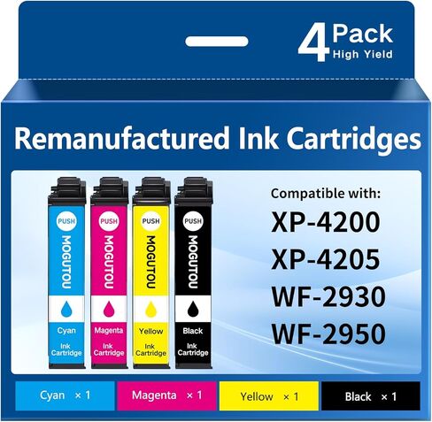 Remanufactured for 232XL Ink Cartridges for Epson Printer for Epson 232 XL Ink Cartridges Combo Pack for Expression Home XP-4205 XP-4200 Workforce WF-2950 WF-2930（4 Pack） in Kuwait