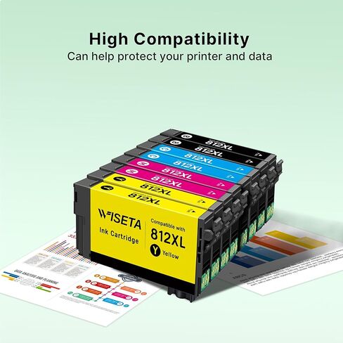 812XL Ink Cartridges Combo Pack Remanufactured Replacement for Epson 812XL 812 Ink Cartridges 812 XL T812XL to Use with Workforce Pro WF-7310 WF-7820 WF-7840 EC C7000 Printer(8 Pack, 2BK/2C/2M/2Y) in Kuwait
