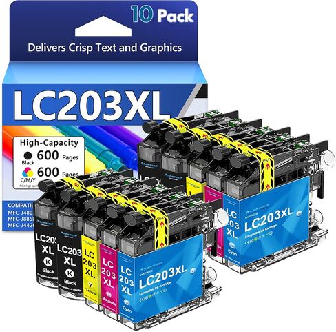 LC203XL Ink Cartridges Replacement for Brother LC203XL LC201XL LC203 LC201 Ink Work with MFC-J480DW MFC-J880DW MFC-J4420DW MFC-J680DW MFC-J885DW Printer (4 Pack , Black Cyan Magenta Yellow) in Kuwait
