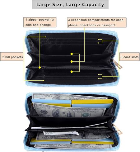 Roffatide Women's Zip Around Clutch Wallet Cinnamoroll Long Travel Wallet Faux Leather Purse Passport Phone Card Holder Wallet in Kuwait