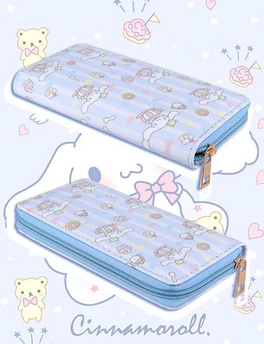 Roffatide Women's Zip Around Clutch Wallet Cinnamoroll Long Travel Wallet Faux Leather Purse Passport Phone Card Holder Wallet in Kuwait