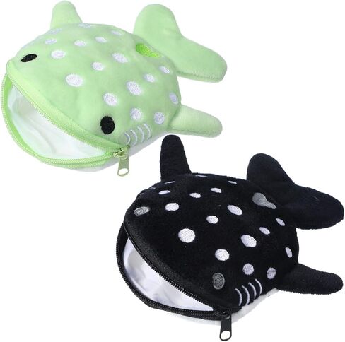 2PCS Shark Coin Pouch - Cute Cartoon Change Purse, Small Zipper Wallet for Keys & Coins in Saudi Arabia