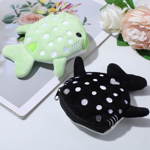 2PCS Shark Coin Pouch - Cute Cartoon Change Purse, Small Zipper Wallet for Keys & Coins in Saudi Arabia