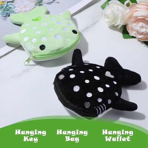 2PCS Shark Coin Pouch - Cute Cartoon Change Purse, Small Zipper Wallet for Keys & Coins in Saudi Arabia