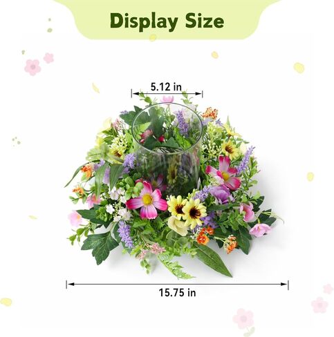 قطعة مركزية حامل شموع زهرية للطاولة، إعصار زجاجي مع إكليل زهور صغير قابل للفصل، قطعة مركزية لمنزل المزرعة لطاولة الطعام، الزفاف، عيد الفصح وديكور المنزل in Kuwait