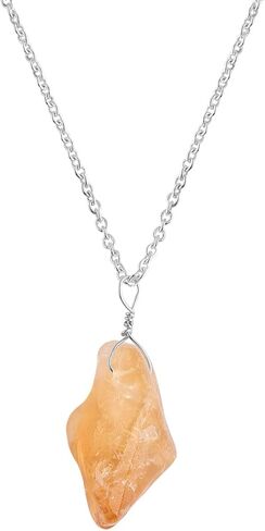 Thecraftman Natural Citrine Necklace, Raw Gemstone Pendant Necklace, Genuine Rough Gemstone, Birthstone, Gift for Her, Healing Stone, 18 Inch in Saudi Arabia