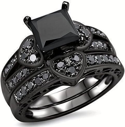 Black Cubic Zirconia Statement Ring Personalized Accessory Ideal for Women's Daily Casual Wear Party Holiday Anniversary Love Jewelry Gift in Saudi Arabia