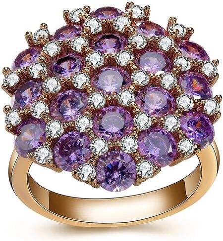 Purple Statement Ring for Women by Ginger Lyne | Cubic Zirconia Rose Gold Plated Large All Occasion Ring for Her | Fashion Jewelry Gifts for Birthdays or Holidays in Saudi Arabia
