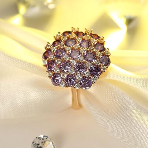 Purple Statement Ring for Women by Ginger Lyne | Cubic Zirconia Rose Gold Plated Large All Occasion Ring for Her | Fashion Jewelry Gifts for Birthdays or Holidays in Saudi Arabia
