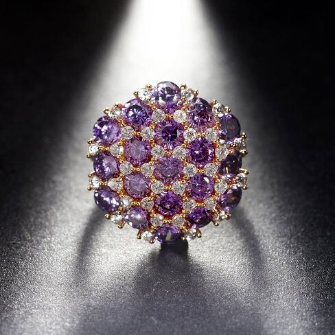 Purple Statement Ring for Women by Ginger Lyne | Cubic Zirconia Rose Gold Plated Large All Occasion Ring for Her | Fashion Jewelry Gifts for Birthdays or Holidays in Saudi Arabia