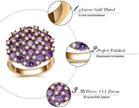 Purple Statement Ring for Women by Ginger Lyne | Cubic Zirconia Rose Gold Plated Large All Occasion Ring for Her | Fashion Jewelry Gifts for Birthdays or Holidays in Saudi Arabia