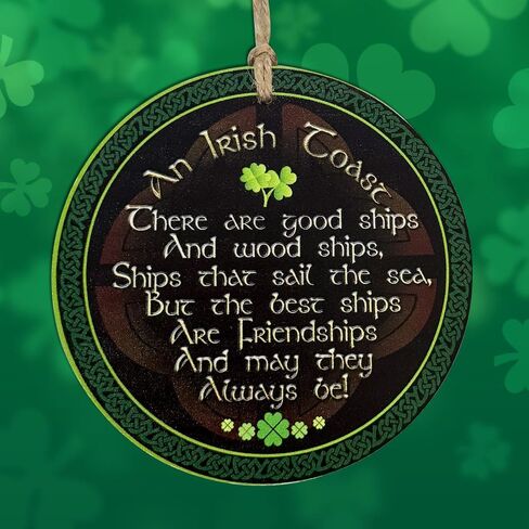 St. Patrick's Day Shamrock Ornament Irish Wooden Ornament Good Luck Four-Leaf Clover Ornaments Irish Blessing Gifts for St. Patrick's Day in Kuwait