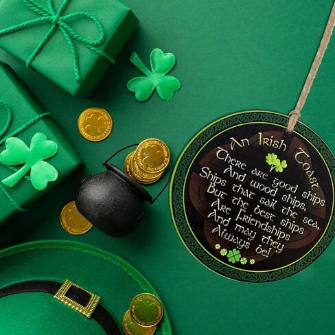 St. Patrick's Day Shamrock Ornament Irish Wooden Ornament Good Luck Four-Leaf Clover Ornaments Irish Blessing Gifts for St. Patrick's Day in Kuwait