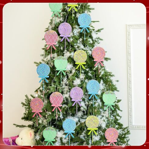 6 Pcs 9 Inch Pastel Christmas Candy Tree Ornaments Large Macaron Color Lollipop Candy Decorations Christmas Tree Picks Hanging Ornaments Set for Home Xmas Holiday Party Decor Gifts in Saudi Arabia
