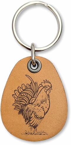 Chicken Genuine Leather Keychain for Chicken Lover Farmer Hen Key Fob Lightweight and durable Farm Key Holder in Saudi Arabia