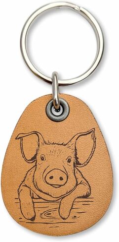 Chicken Genuine Leather Keychain for Chicken Lover Farmer Hen Key Fob Lightweight and durable Farm Key Holder in Saudi Arabia
