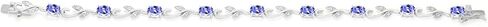 Gem Stone King 4.18 Cttw Blue Tanzanite and White Diamond Greek Vine Tennis Bracelet For Women | 925 Sterling Silver | Gemstone Birthstone | Oval 6X4MM | 7 Inch in Saudi Arabia