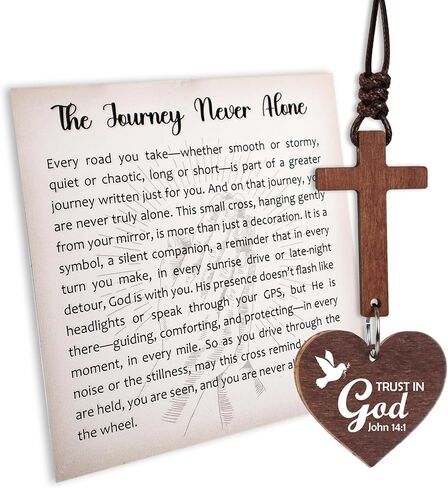 صليب خشبي لمرآة السيارة معلقة مع صنبور NFC، ملحقات تعليق مرآة الرؤية الخلفية، هدية دينية للرجال والنساء، هدايا مسيحية للرجال، هدايا سائق جديدة، هدية يسوع (خشبية - جوشوا 1:9) in Kuwait