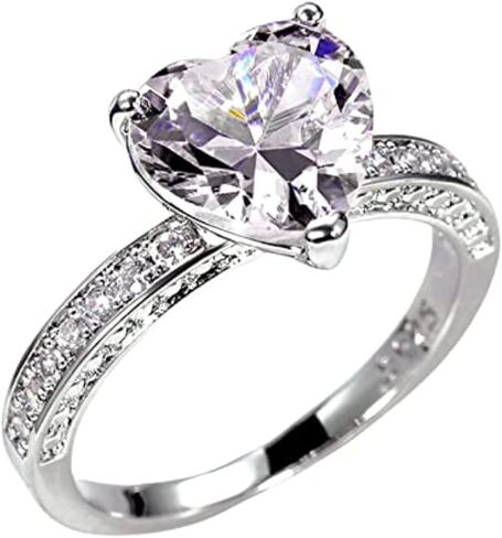 925 Sterling Silver Plated Cubic Zirconia Heart Promise Ring for Women in Saudi Arabia