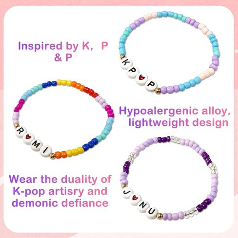 Annymall Korea-Pop Inspired Merch toys Bracelets Sets for Women, Korea-Pop Bracelet Friendship Jewelry, for Huntrix Merchandise for Rumi Mira Zoey Fans Christmas Gifts Cosplay Outfits Decor in Saudi Arabia
