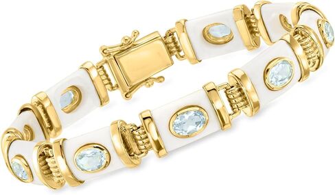 Ross-Simons White Agate and 4.80 ct. t.w. Sky Blue Topaz Bracelet in 18kt Gold Over Sterling in Saudi Arabia