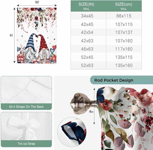 Pink Valentine's Day Tie Up Curtains for Window, Spring Floral Gifts Eucalyptus Leaves Thermal Balloon Shade Adjustable Rod Pocket Curtains Valance Panels for Kitchen Bathroom Café 42'' x 63'' in Saudi Arabia
