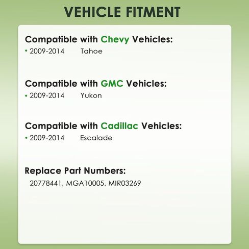 Passenger Side Replacement Mirror Glass - compatible with Cadillac, GMC & CHEVY vehicles - 2009-2014 Escalade/Yukon/Tahoe, Blind Spot Detection, w/o Auto Dimming, 20778441 in Kuwait